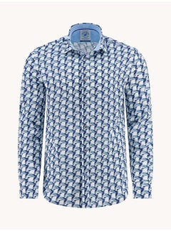 A Fish Named Fred A Fish Named Fred Overhemd Geometric Birds Cobalt (33.005 - 607)