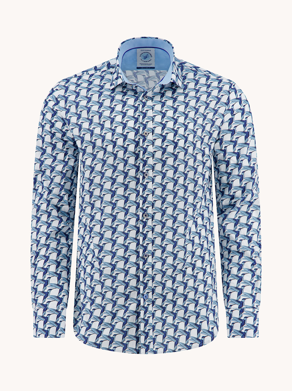 A fish named fred Overhemd Geometric Birds Cobalt 