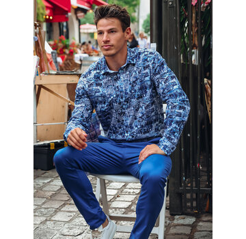 A Fish Named Fred A Fish Named Fred Overhemd Sketch Cotton/Linen Cobalt (33.006 - 607)