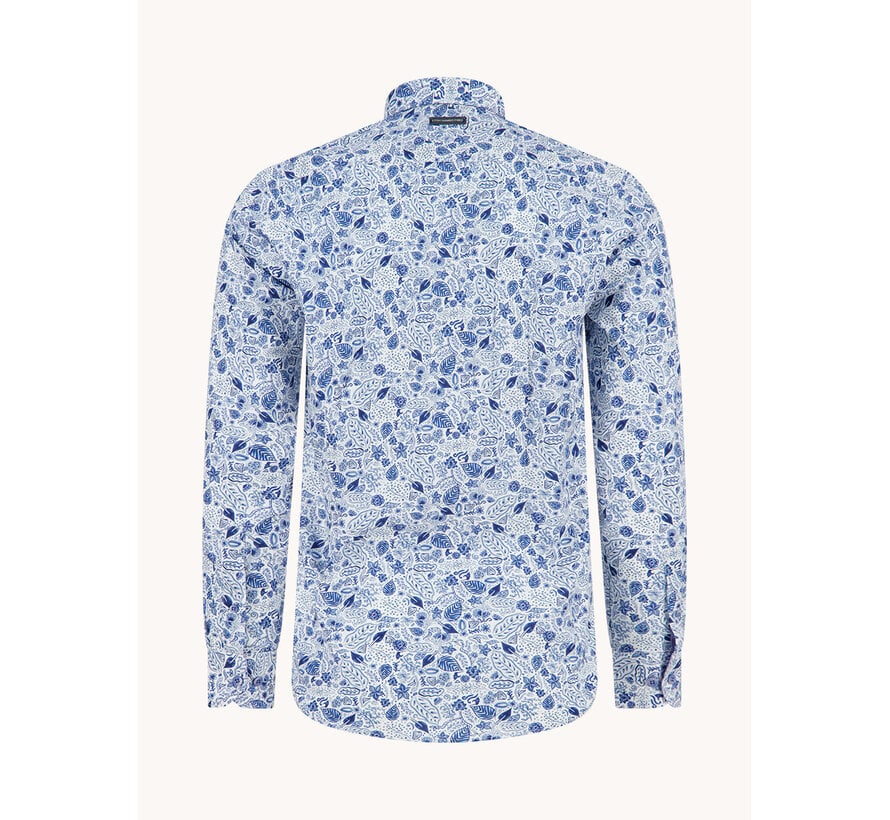 A Fish Named Fred Overhemd Flower Lines Cobalt (33.012 - 607)