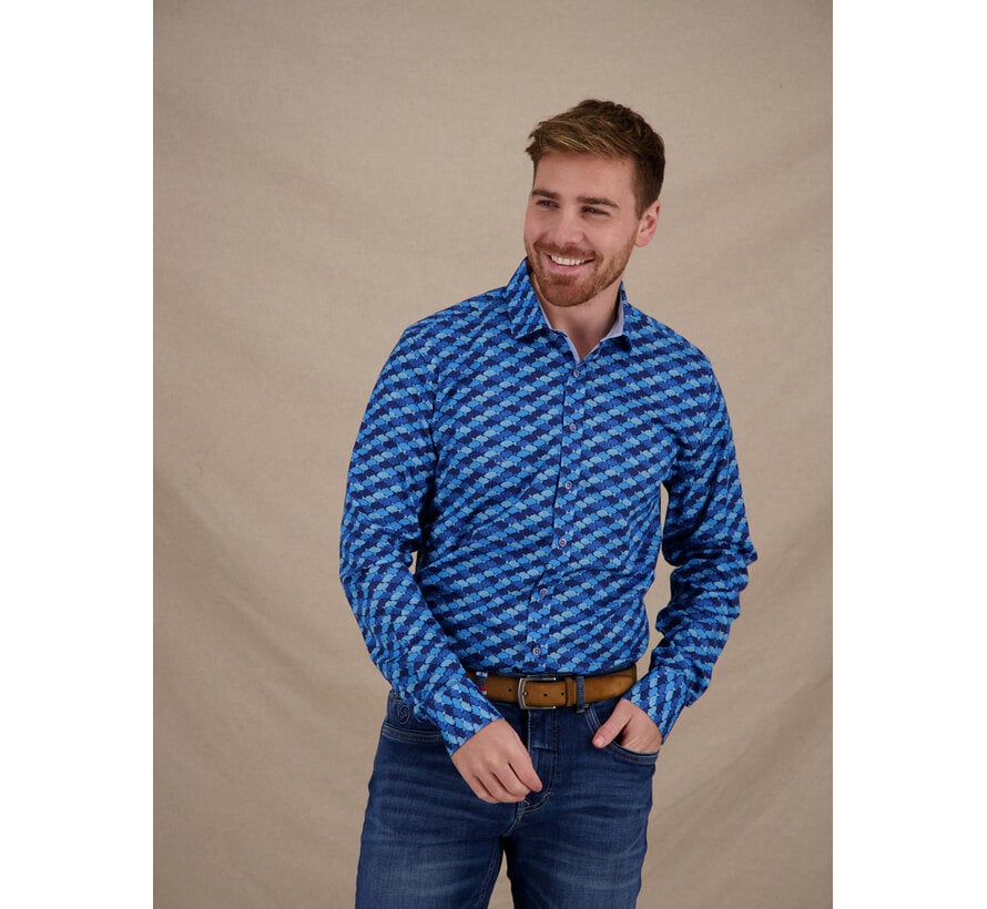 A Fish Named Fred Overhemd Shirt Graphic Fish Cobalt (33.019 - 607)
