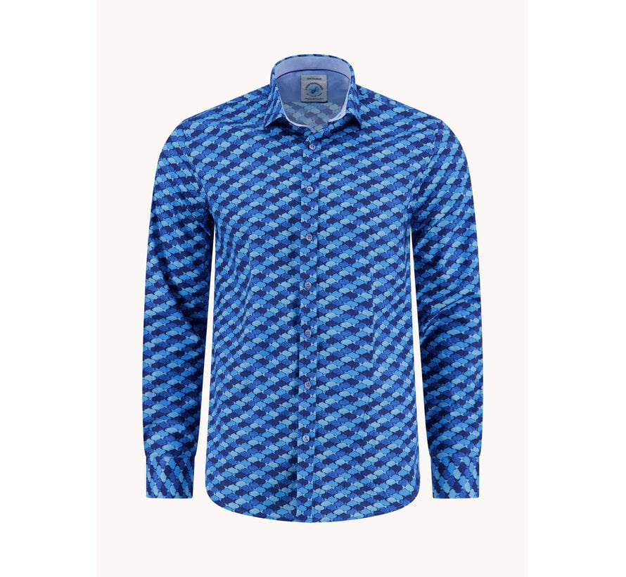 A Fish Named Fred Overhemd Shirt Graphic Fish Cobalt (33.019 - 607)