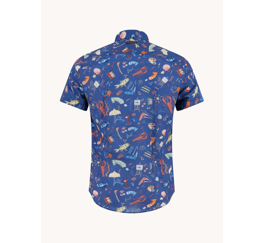 A Fish Named Fred Overhemd Korte Mouw Doodle Navy (33.052 - 604)