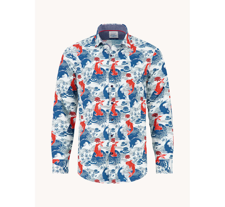 A Fish Named Fred Overhemd Koi Karper Navy (34.001 - 604)