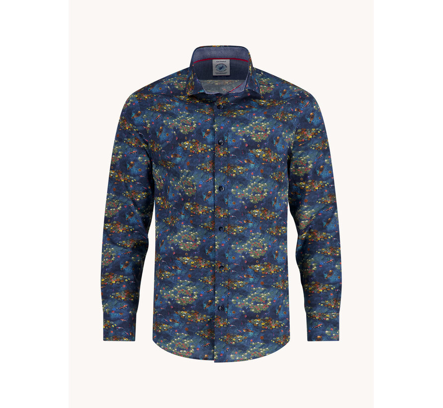 A Fish Named Fred Overhemd Water Garden Night Sky Blue (34.013 - 605)