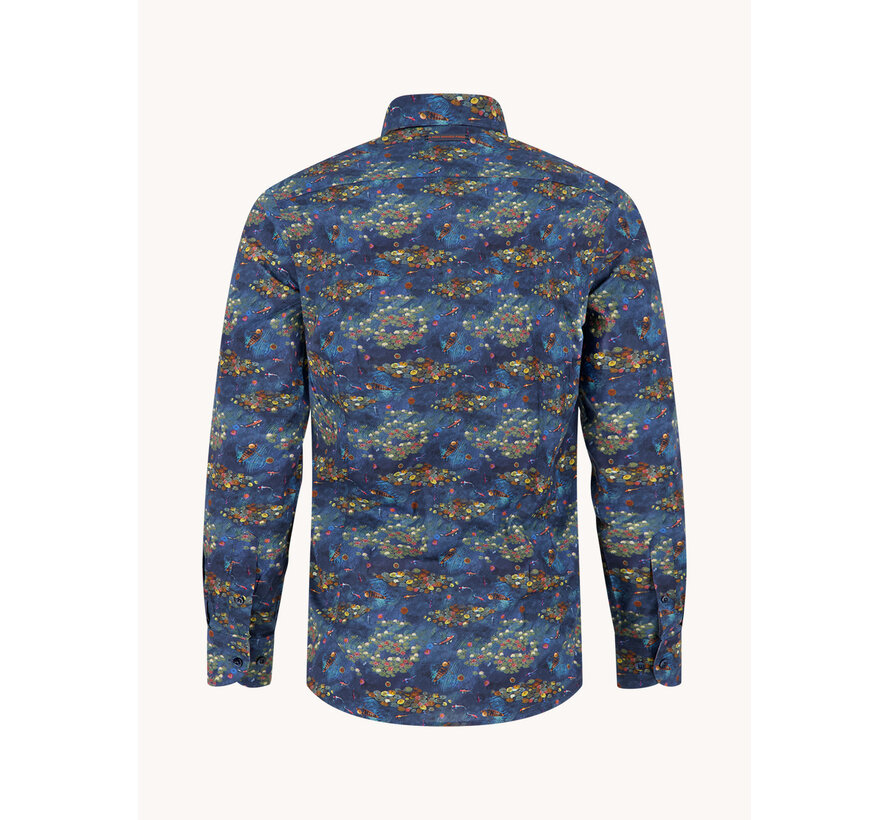 A Fish Named Fred Overhemd Water Garden Night Sky Blue (34.013 - 605)
