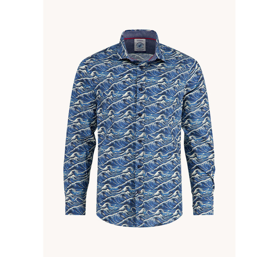 A Fish Named Fred Overhemd Wave Jeans Blue (34.019 - 608)