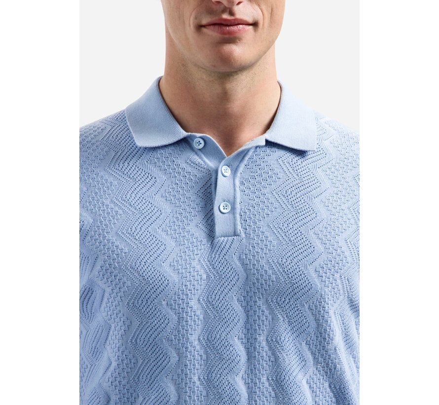 No Excess Pullover Short Sleeve Polo Relief Blue (31240272 - 030)