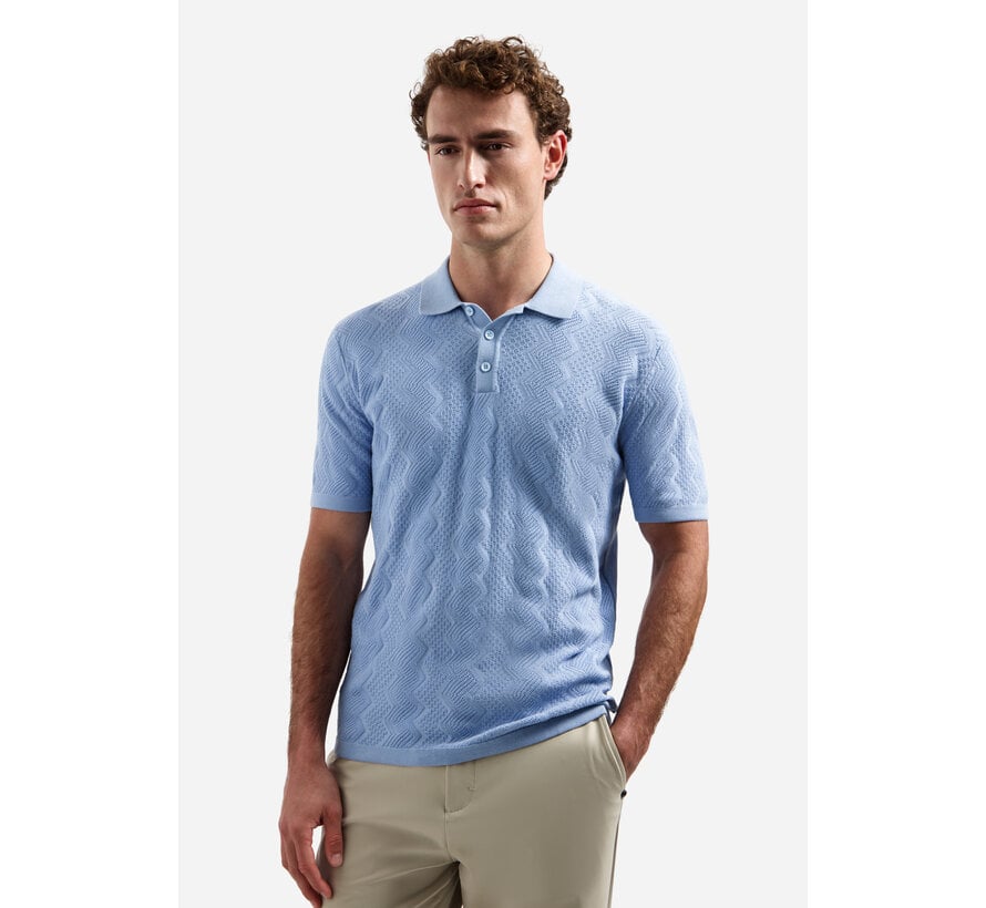 No Excess Pullover Short Sleeve Polo Relief Blue (31240272 - 030)