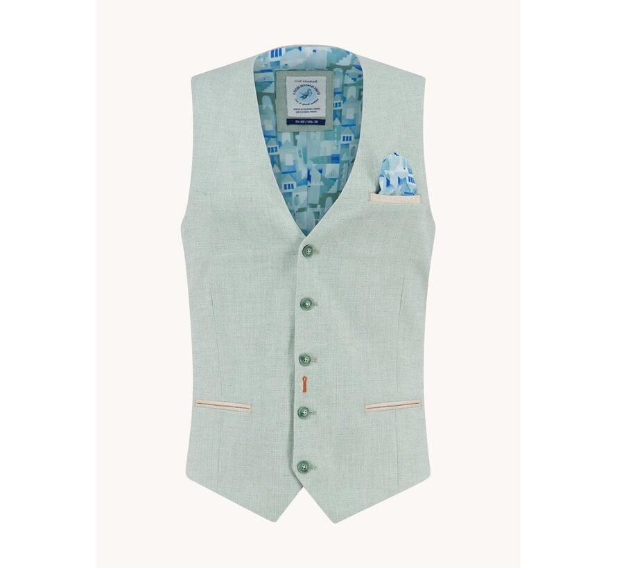 A Fish Named Fred Gilet Waistcoat Linen Look Thyme (33.135 - 312)