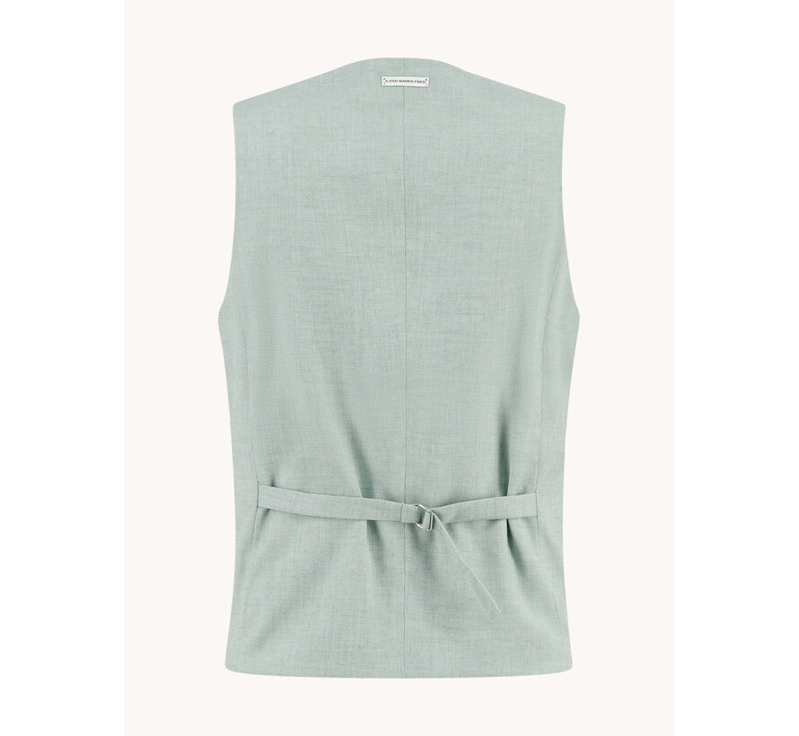 A Fish Named Fred Gilet Waistcoat Linen Look Thyme (33.135 - 312)
