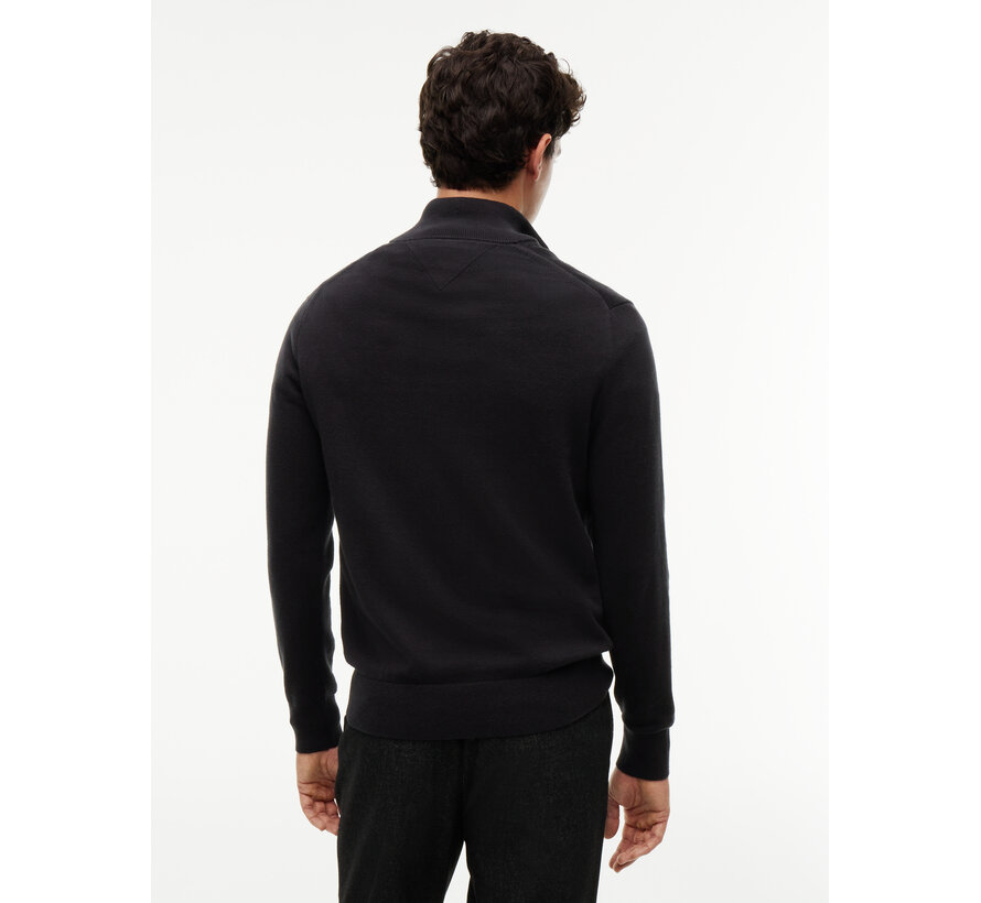 Tommy Hilfiger Half Zip Pullover Pima ORG Cotton/Cashemer Zip Mock Black (MW0MW28049 - BDS)
