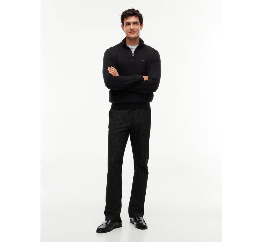 Tommy Hilfiger Half Zip Pullover Pima ORG Cotton/Cashemer Zip Mock Black (MW0MW28049 - BDS)
