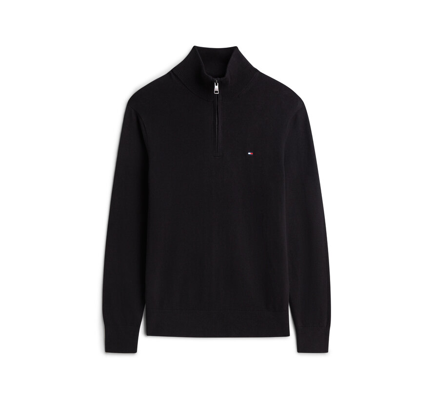 Tommy Hilfiger Half Zip Pullover Pima ORG Cotton/Cashemer Zip Mock Black (MW0MW28049 - BDS)
