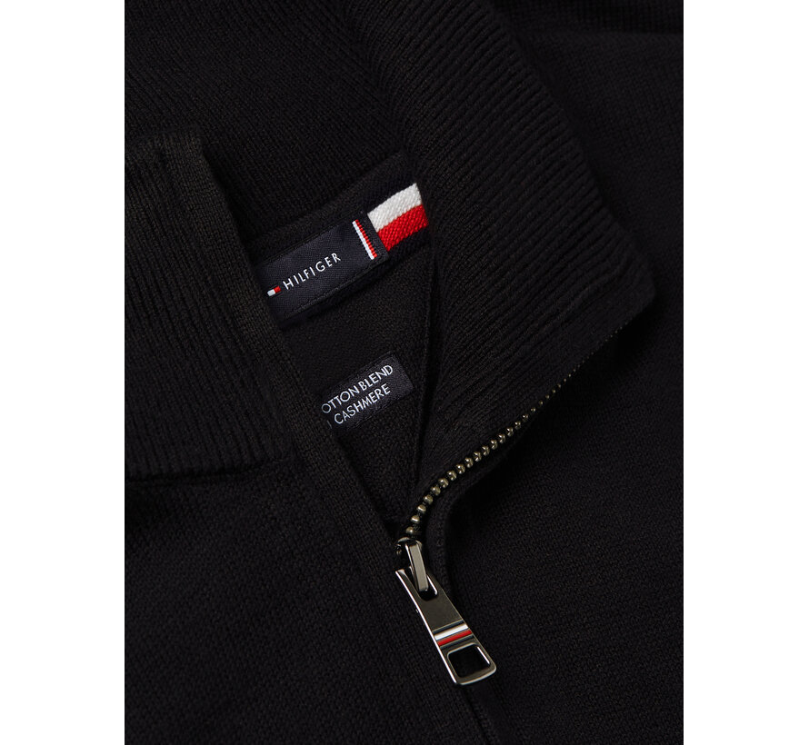 Tommy Hilfiger Half Zip Pullover Pima ORG Cotton/Cashemer Zip Mock Black (MW0MW28049 - BDS)