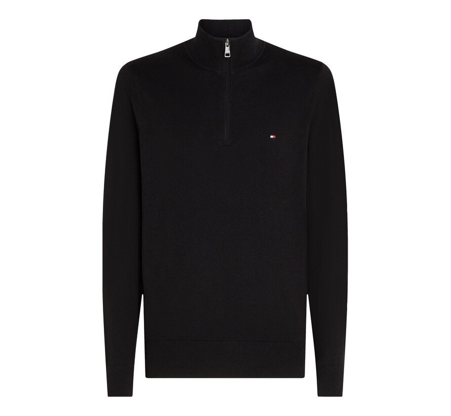 Tommy Hilfiger Half Zip Pullover Pima ORG Cotton/Cashemer Zip Mock Black (MW0MW28049 - BDS)