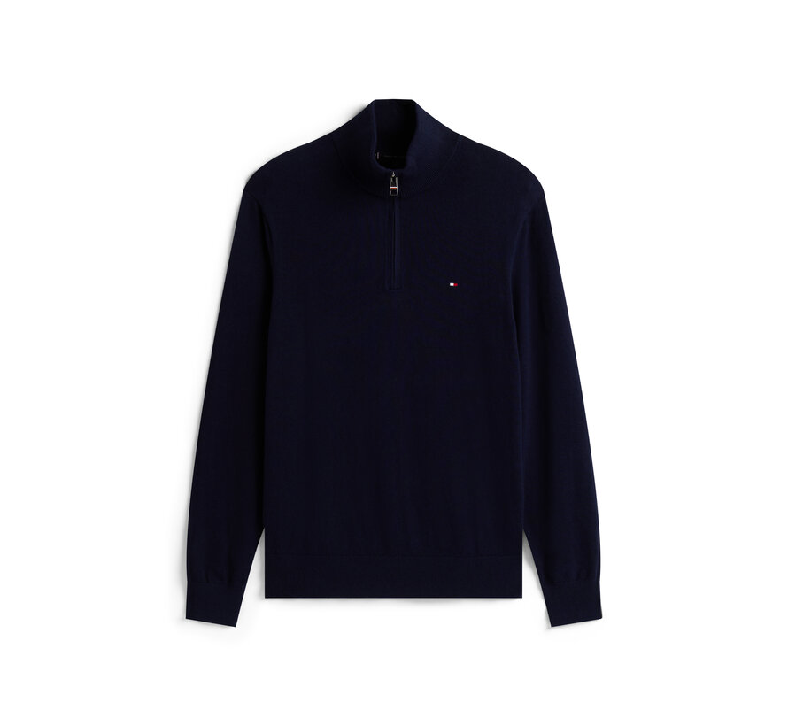 Tommy Hilfiger Half Zip Pullover Pima ORG Cotton/Cashemer Zip Mock Navy Blue (MW0MW28049 - DW5)