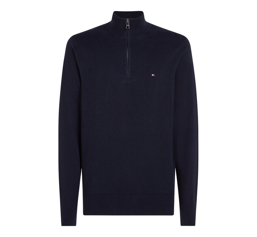 Tommy Hilfiger Half Zip Pullover Pima ORG Cotton/Cashemer Zip Mock Navy Blue (MW0MW28049 - DW5)