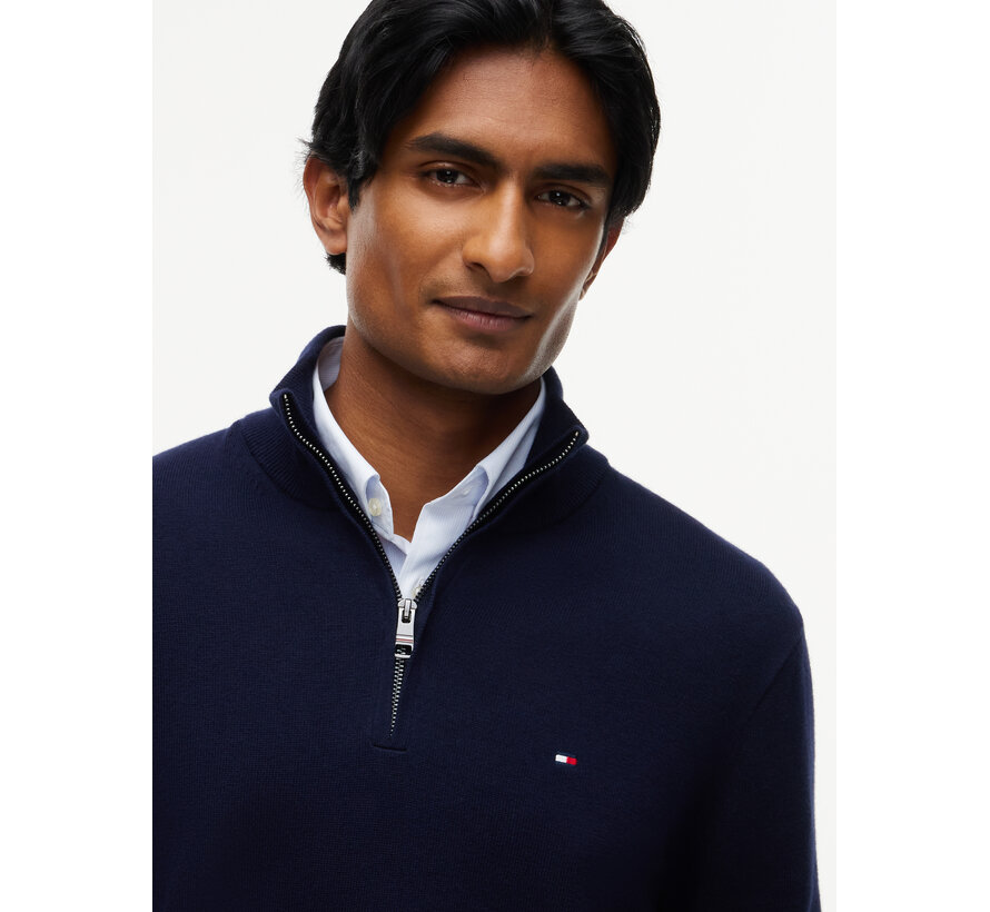 Tommy Hilfiger Half Zip Pullover Pima ORG Cotton/Cashemer Zip Mock Navy Blue (MW0MW28049 - DW5)