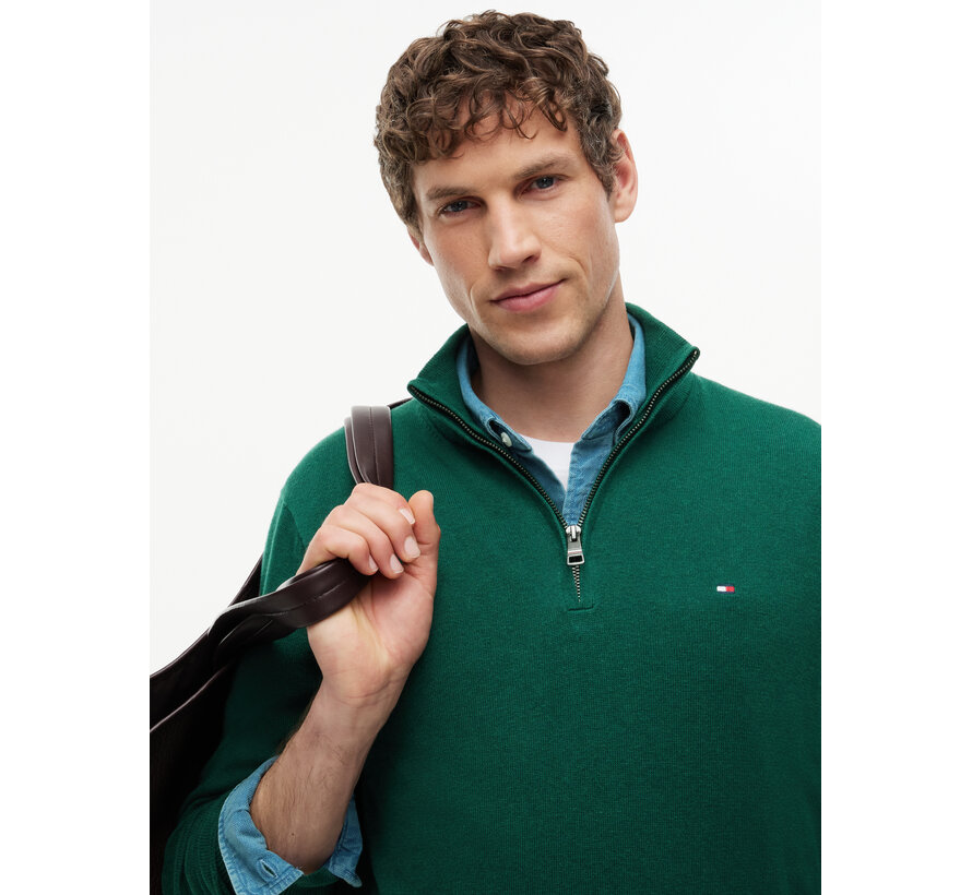 Tommy Hilfiger Half Zip Pullover Pima ORG Cotton/Cashemer Zip Mock Green (MW0MW28049 - MQ7)
