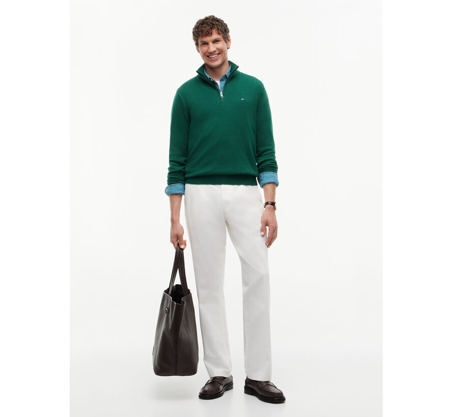 Tommy Hilfiger Half Zip Pullover Pima ORG Cotton/Cashemer Zip Mock Green (MW0MW28049 - MQ7)