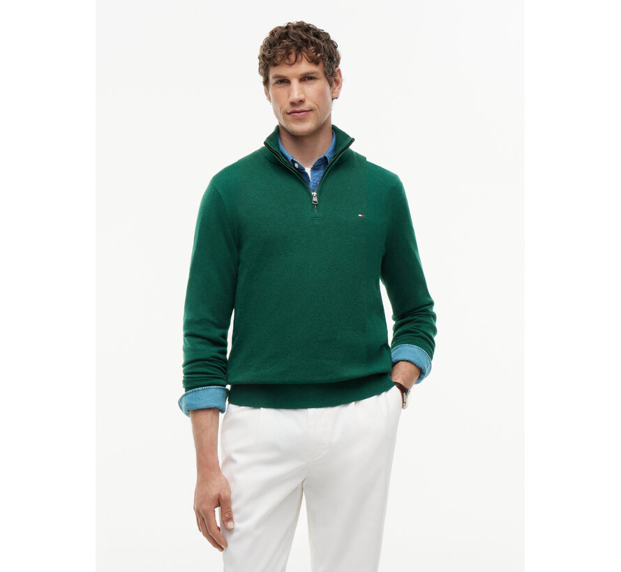 Tommy Hilfiger Half Zip Pullover Pima ORG Cotton/Cashemer Zip Mock Green (MW0MW28049 - MQ7)
