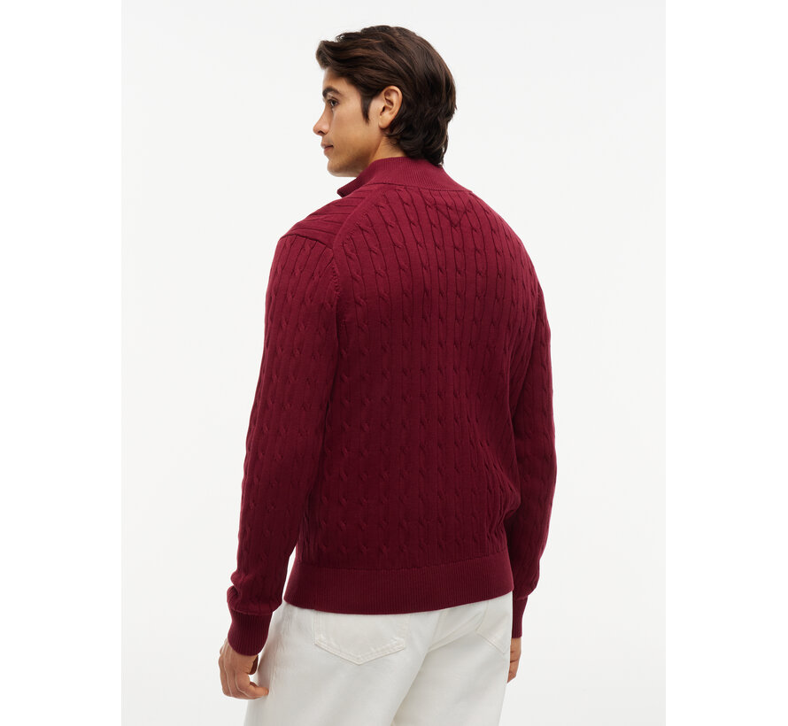 Tommy Hilfiger Half Zip Trui Classic Cotton Cable Zip Mock Burgundy (MW0MW36532 - VLP)