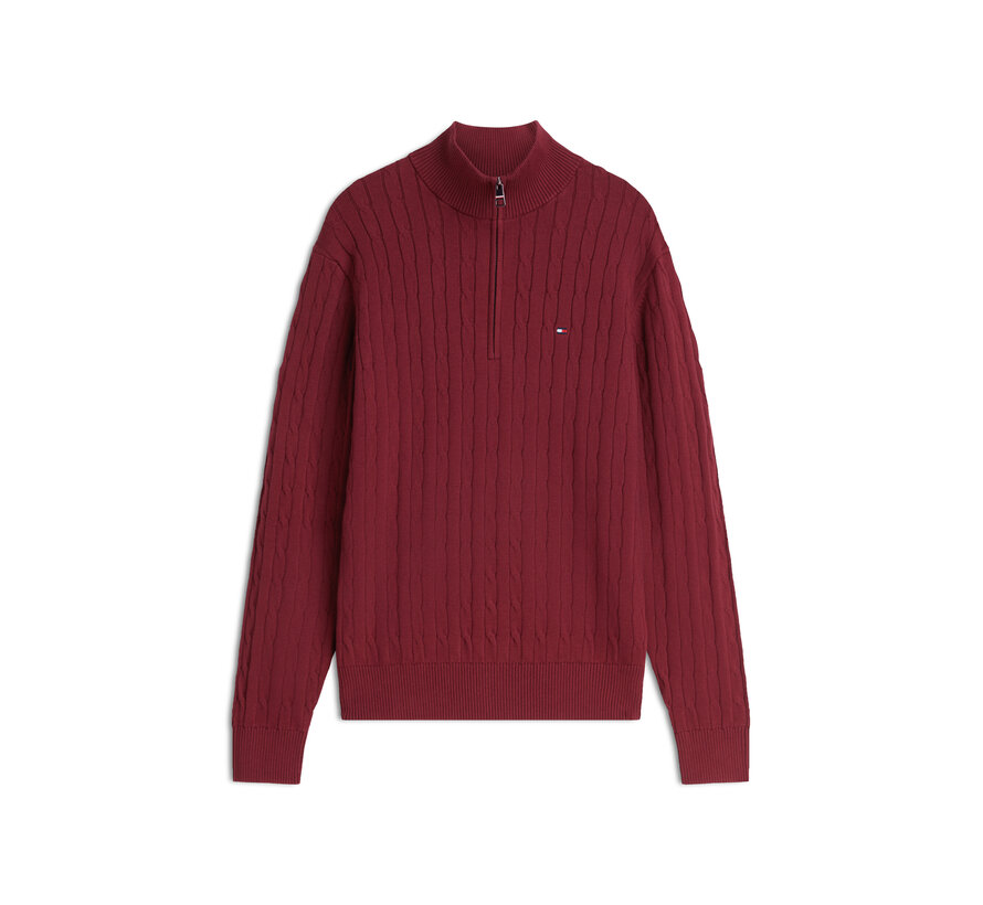 Tommy Hilfiger Half Zip Trui Classic Cotton Cable Zip Mock Burgundy (MW0MW36532 - VLP)
