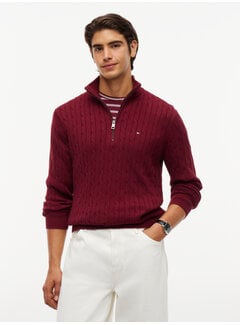 Tommy Hilfiger Tommy Hilfiger Half Zip Trui Classic Cotton Cable Zip Mock Burgundy (MW0MW36532 - VLP)