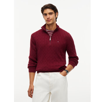 Tommy Hilfiger Tommy Hilfiger Half Zip Trui Classic Cotton Cable Zip Mock Burgundy (MW0MW36532 - VLP)