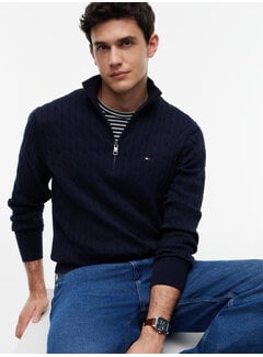 Tommy Hilfiger Tommy Hilfiger Half Zip Trui Classic Cotton Cable Zip Mock Navy Blue (MW0MW36532 - DW5)