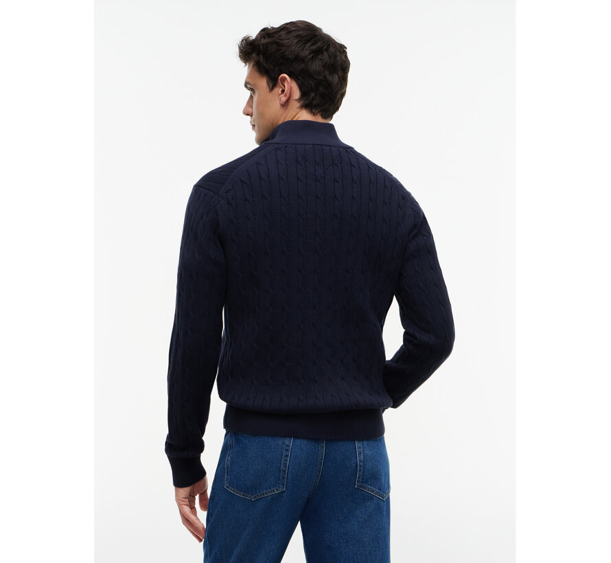 Tommy Hilfiger Half Zip Trui Classic Cotton Cable Zip Mock Navy Blue (MW0MW36532 - DW5)