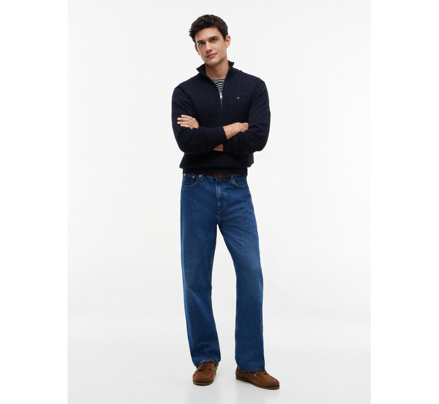 Tommy Hilfiger Half Zip Trui Classic Cotton Cable Zip Mock Navy Blue (MW0MW36532 - DW5)