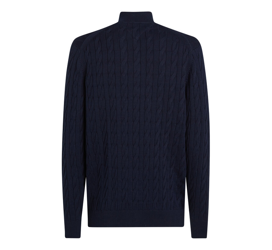 Tommy Hilfiger Half Zip Trui Classic Cotton Cable Zip Mock Navy Blue (MW0MW36532 - DW5)