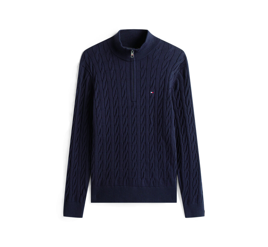 Tommy Hilfiger Half Zip Trui Classic Cotton Cable Zip Mock Navy Blue (MW0MW36532 - DW5)
