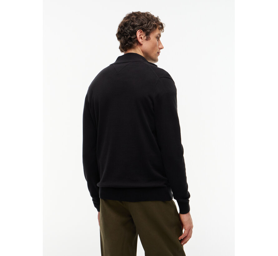Tommy Hilfiger Half Zip Pullover Essential Cotton Zip Mock Black (MW0MW37331 - BDS)