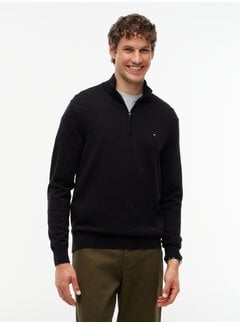 Tommy Hilfiger Tommy Hilfiger Half Zip Pullover Essential Cotton Zip Mock Black (MW0MW37331 - BDS)