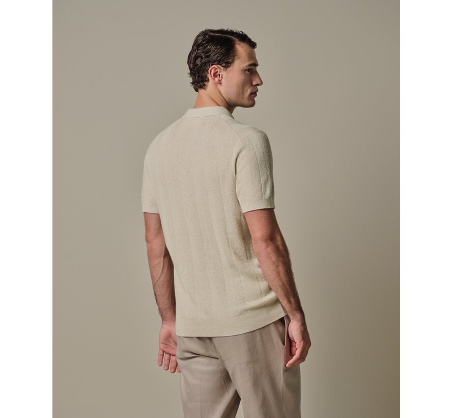 Profuomo Polo Visgraat Katoen/Linnen Raw White (PPXD10003D)