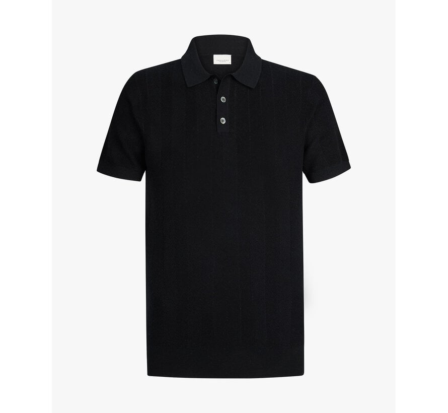 Profuomo Polo Visgraat Katoen/Linnen Navy (PPXD10003A)