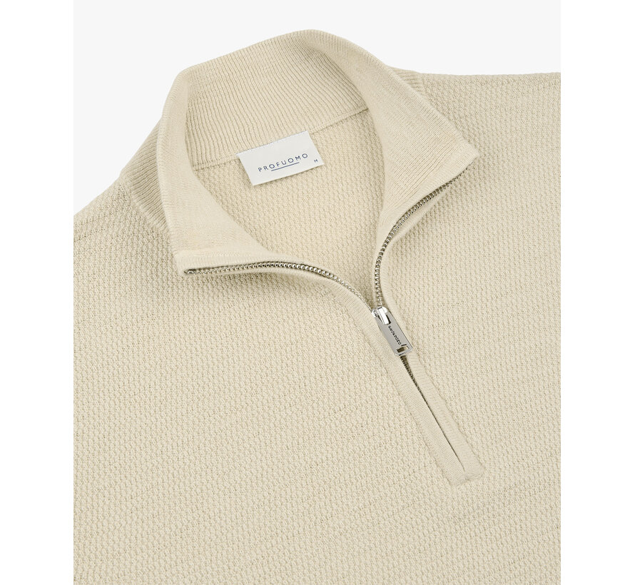 Half Zip Pullover Structure Off White (PPXJ10002B)
