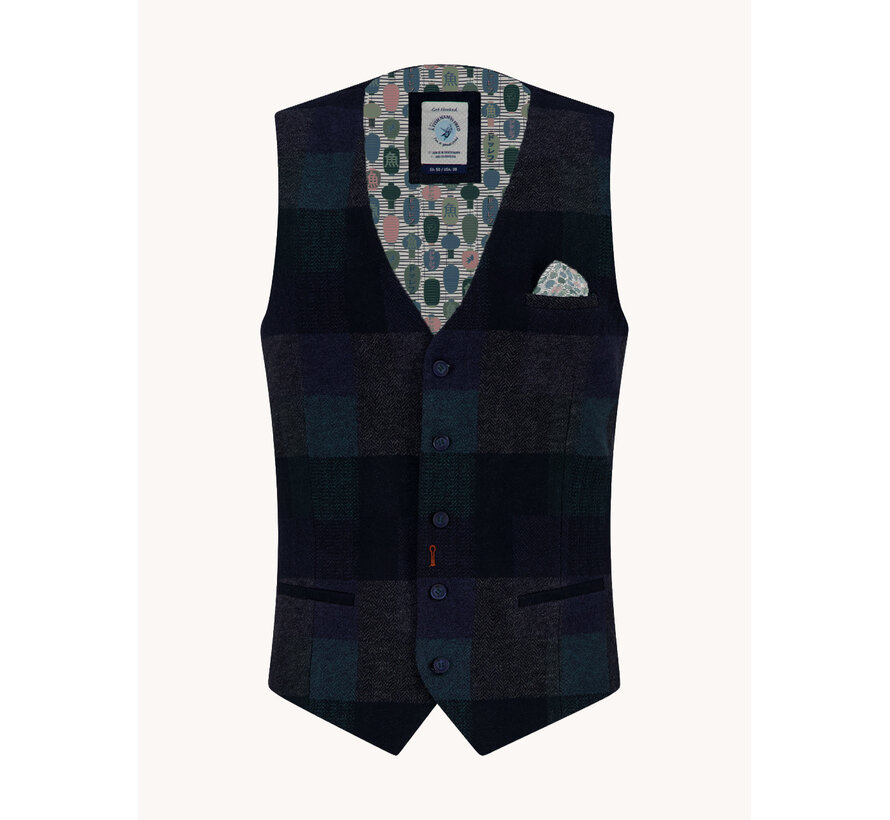 A Fish Named Fred Gilet Waistcoat Bold Check Dark Green (34.142 - 309)