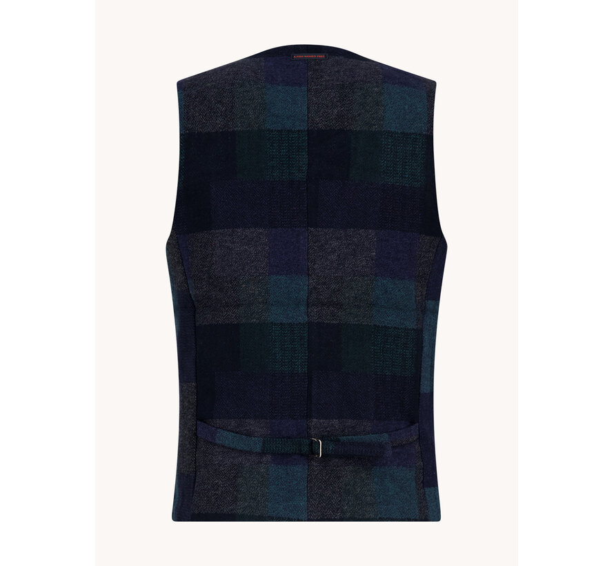 A Fish Named Fred Gilet Waistcoat Bold Check Dark Green (34.142 - 309)