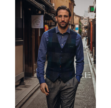 A Fish Named Fred A Fish Named Fred Gilet Waistcoat Bold Check Dark Green (34.142 - 309)