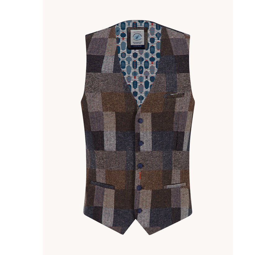 A Fish Named Fred Gilet Waistcoat Bold Check Dark Navy (34.142 - 604)