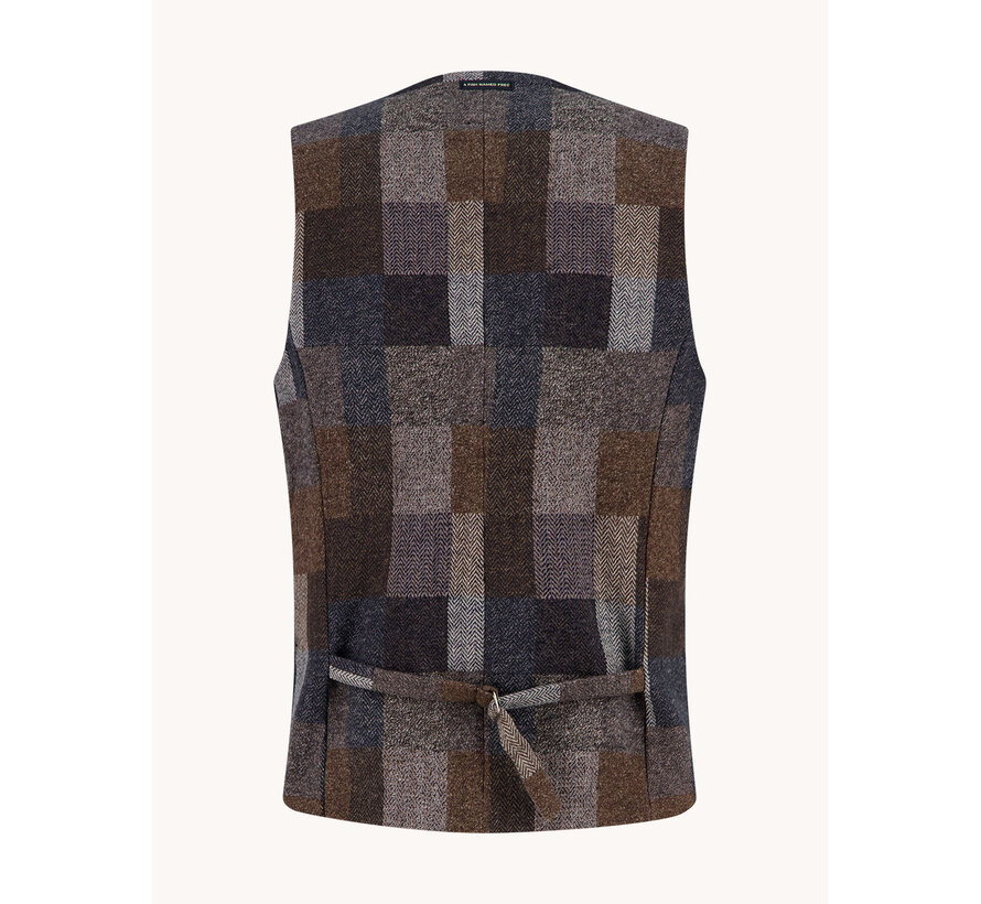 A Fish Named Fred Gilet Waistcoat Bold Check Dark Navy (34.142 - 604)