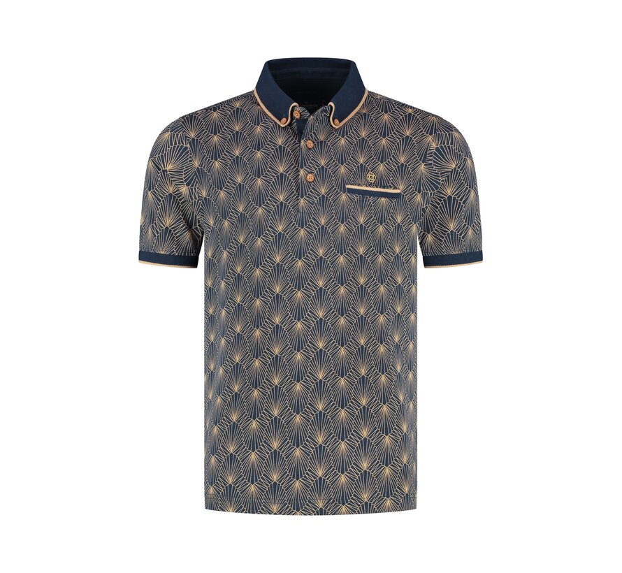Fellows United Polo Abstract Print Navy (61.3644 - 110)