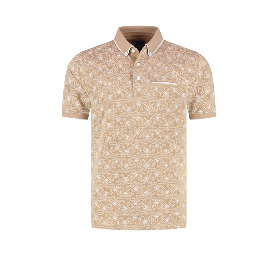 Fellows United Polo Abstract Print Mid Brown (61.3644 - 143)