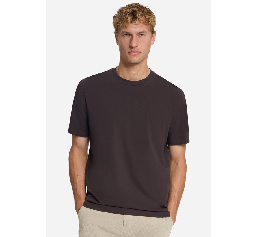 No Excess T-Shirt Crewneck Solid Basic Stretch Dark Brown (33340703SN - 042)