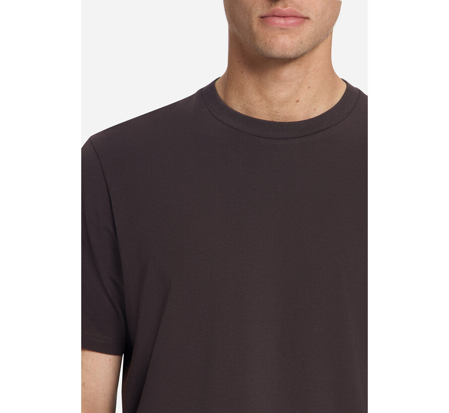 No Excess T-Shirt Crewneck Solid Basic Stretch Dark Brown (33340703SN - 042)