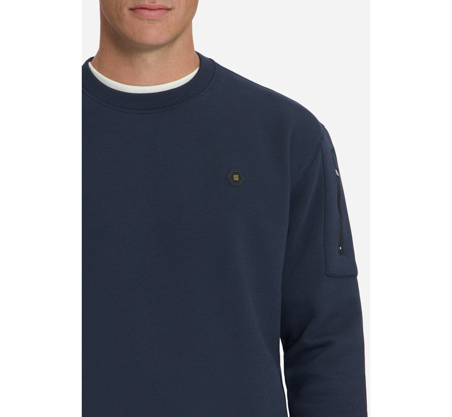 No Excess Sweater Crewneck Brushed Inside Dark Night (33130857 - 178)